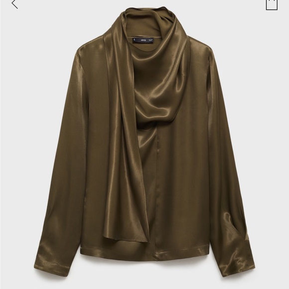 Mango Satin Blouse with Bow - Picture 4 of 8